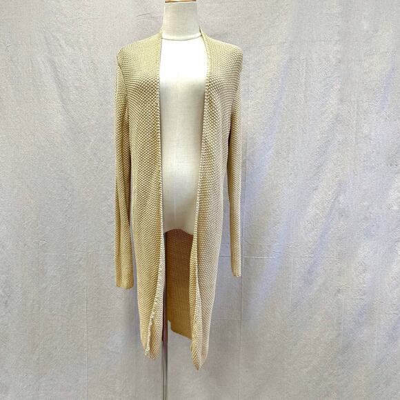 Ralph Lauren Black Label woven cotton longline open cardigan sweater Size Large - Picture 1 of 12